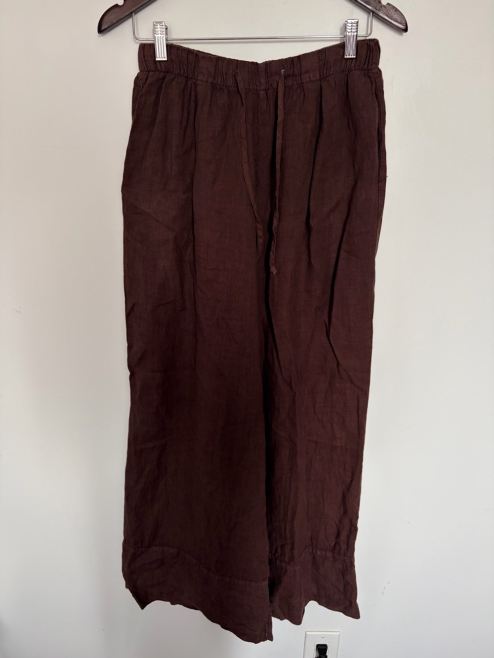 Mads Norgaard 100% Linen Brown Wide-Leg Linen Pants